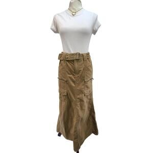 NWOT Ralph Lauren Corduroy Cargo Maxi Skirt - "Gingernut" Tan Utility - Size 2